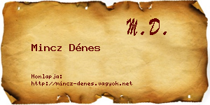 Mincz Dénes névjegykártya